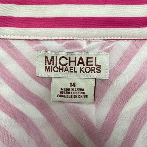Michael Kors Striped Silk Pink and Off White Flowy Mini Skirt Size 14 - Picture 7 of 12
